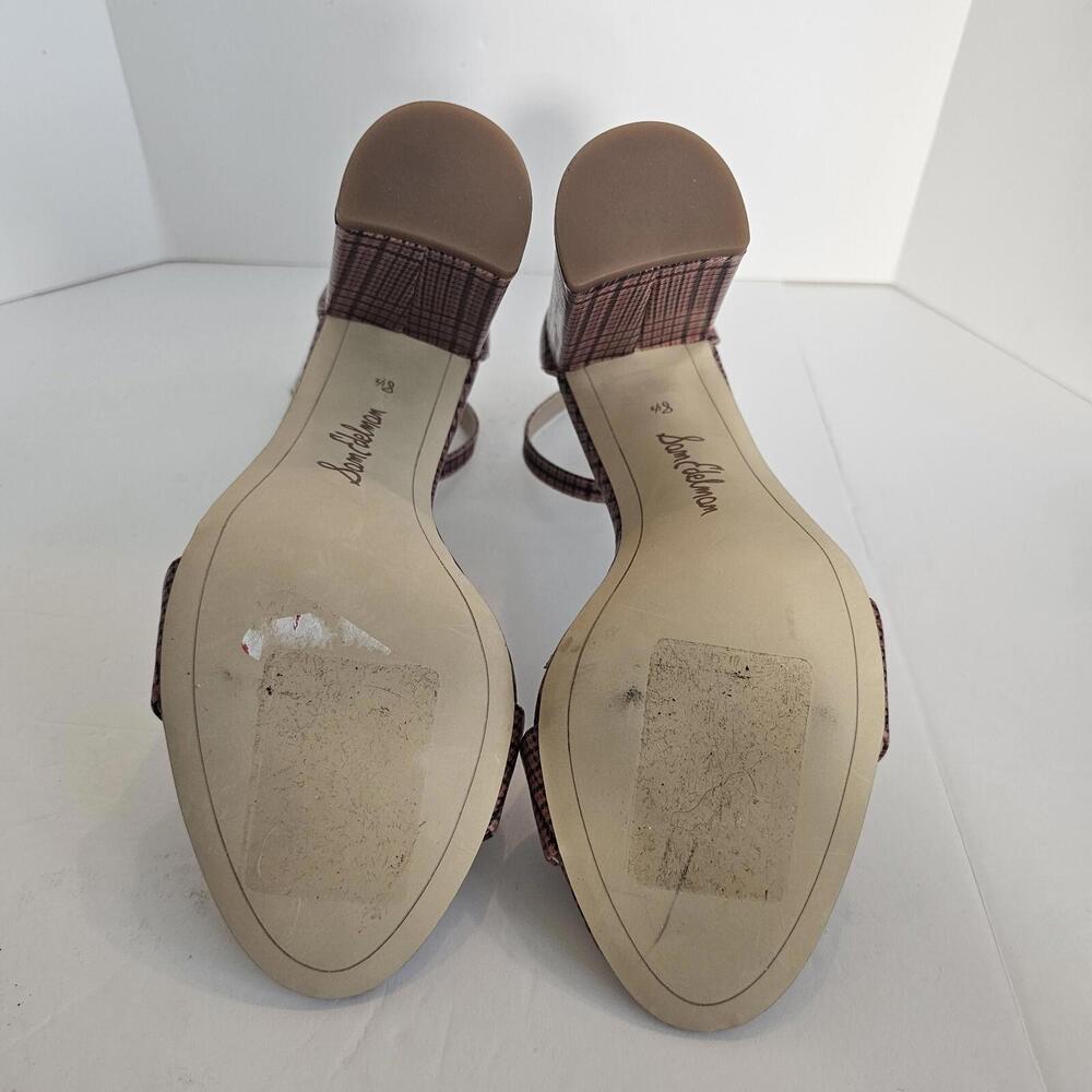 Sam Edelman Shoes Pink Plaid Preppy Summer Chic Chunky Heels Sz 8.5 NWOB - Picture 5 of 6